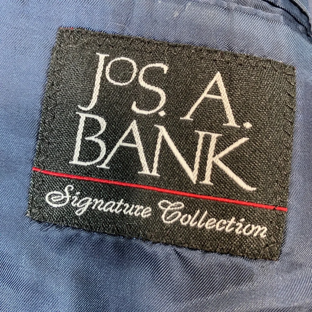 Jos. A. Bank Signature Collection 44L Blazer Silk Wool Blue Tailored Check Plaid